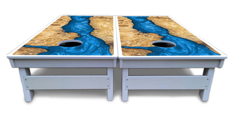 Blue Expoxy Cornhole Boards Set