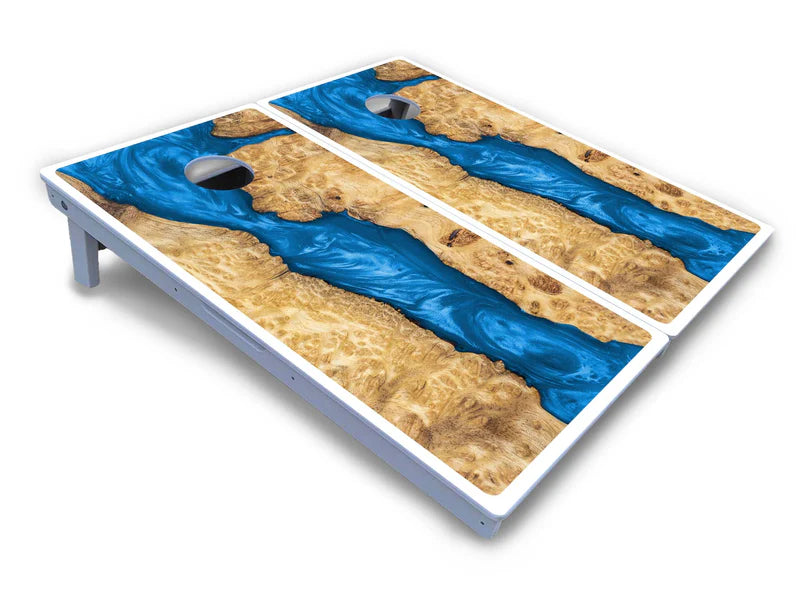 Blue Expoxy Cornhole Boards Set