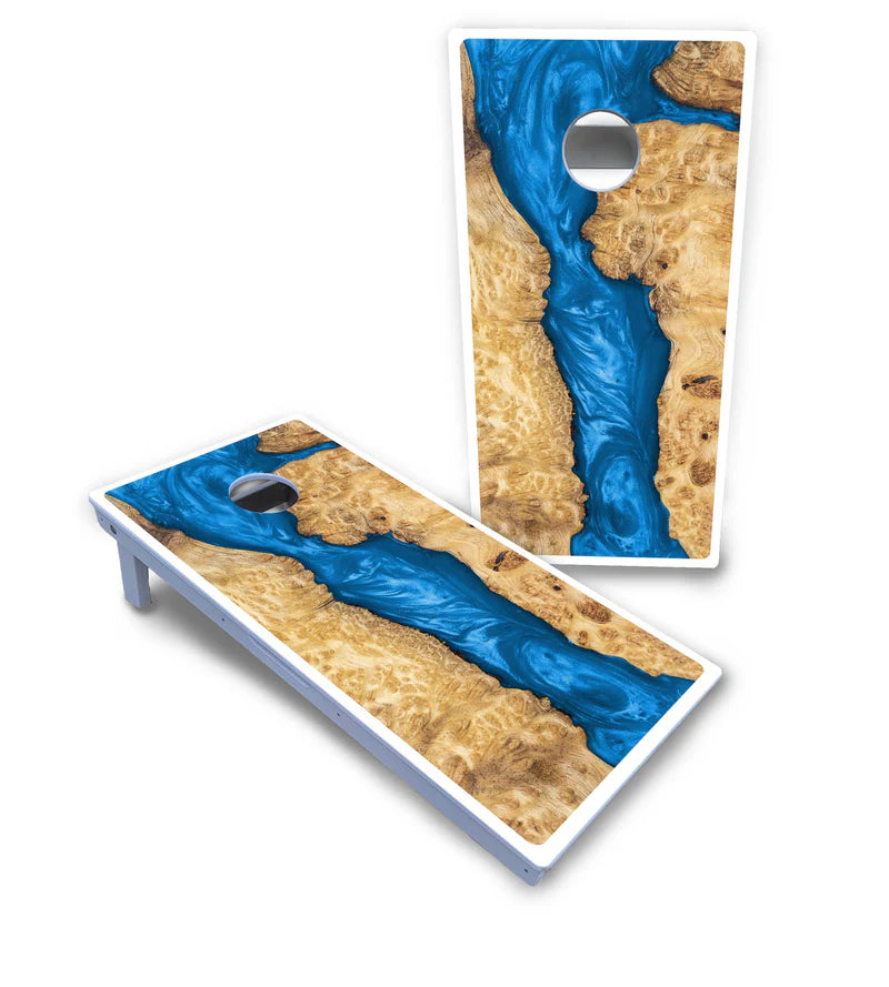 Blue Expoxy Cornhole Boards Set
