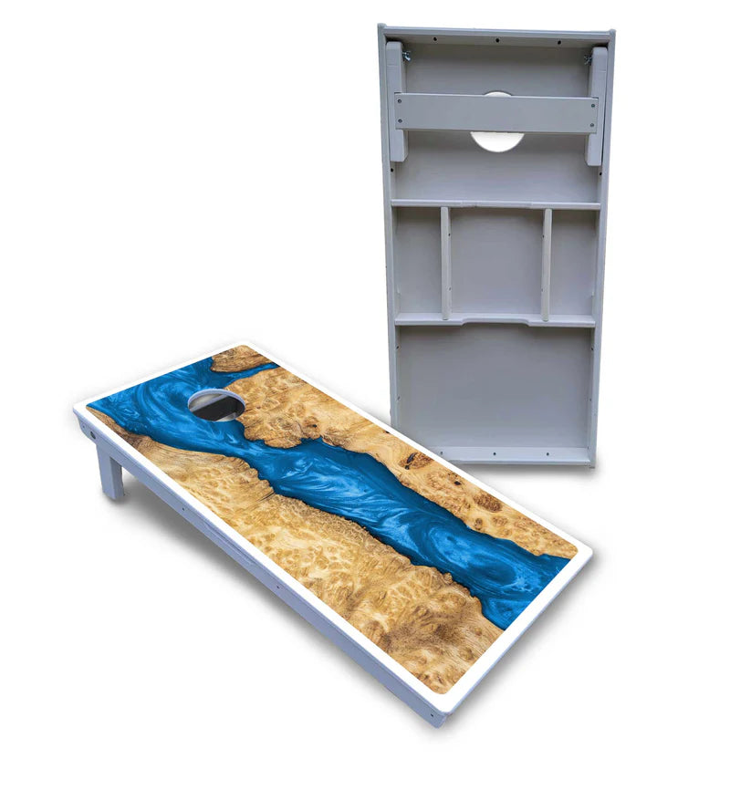 Blue Expoxy Cornhole Boards Set