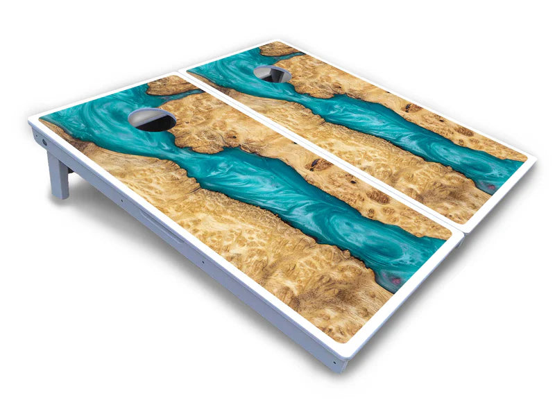 Turquoise Expoxy Cornhole Boards Set