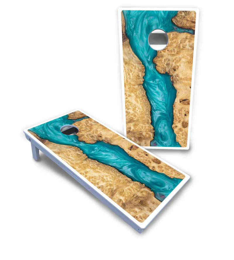 Turquoise Expoxy Cornhole Boards Set