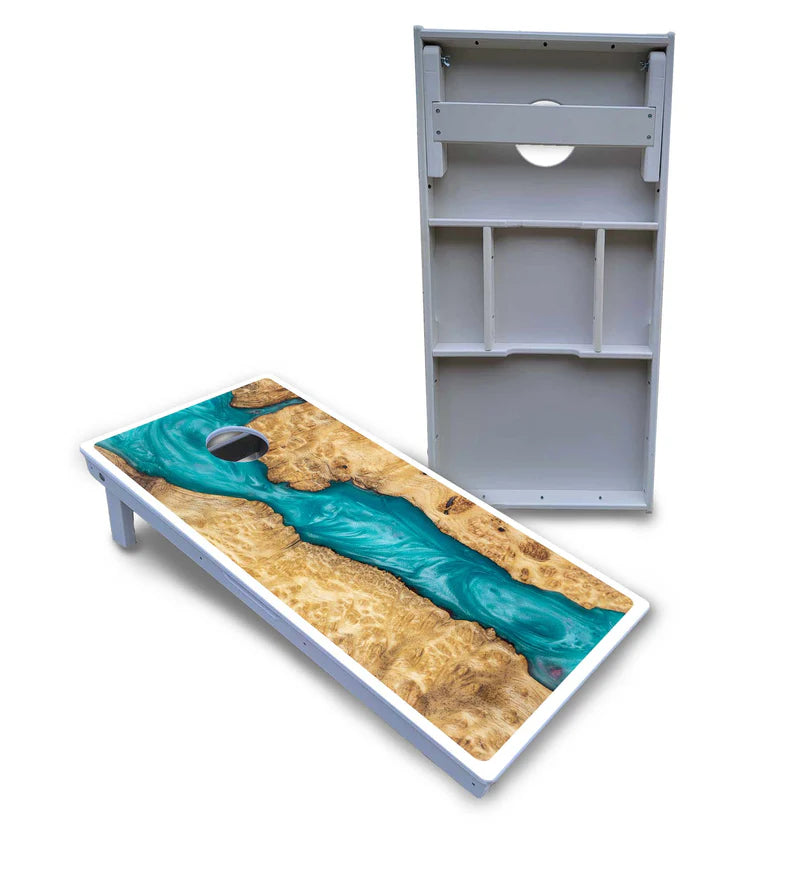 Turquoise Expoxy Cornhole Boards Set
