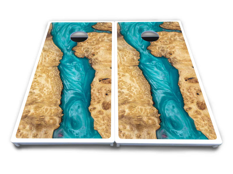 Turquoise Expoxy Cornhole Boards Set