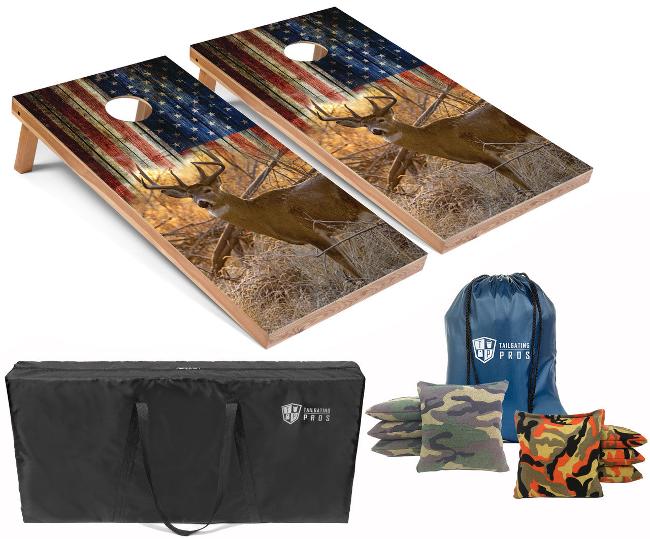 Tailgating Pros Regulation Cornhole Board Set With LED Lights, Score Keeper, Bags & Case
