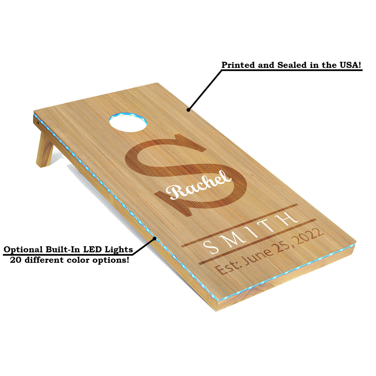 Custom Wedding Monogram Lightweight Cornhole Boards Set