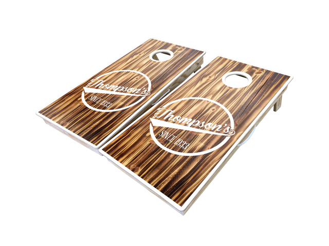 Barnwood Monogram Custom Cornhole Boards Set