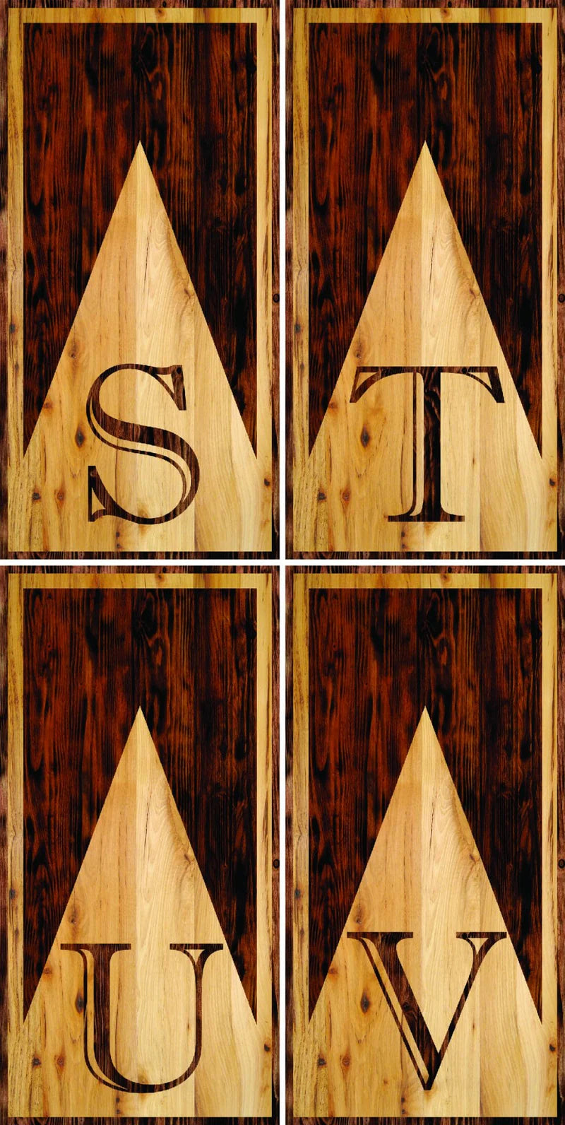 Rustic Wood Letter Custom Cornhole Boards Set