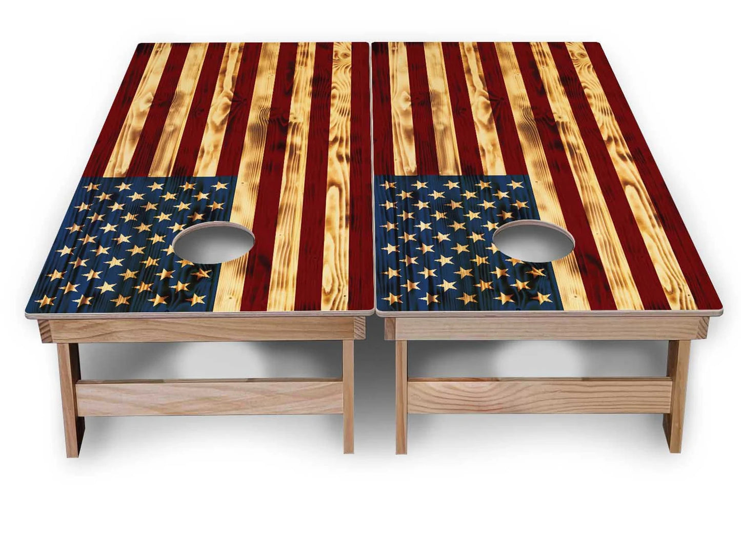 Rustic American Flag Cornhole Boards
