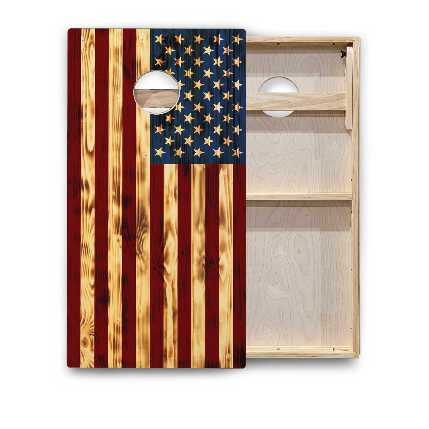 Rustic American Flag Cornhole Boards