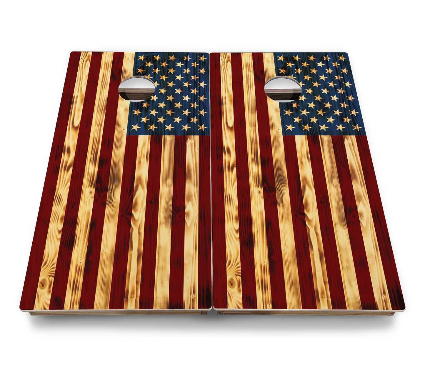 Rustic American Flag Cornhole Boards