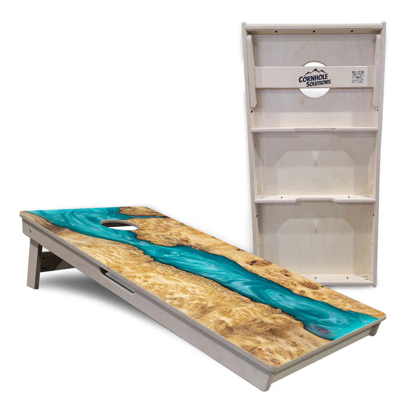 Turquoise Expoxy Cornhole Boards Set