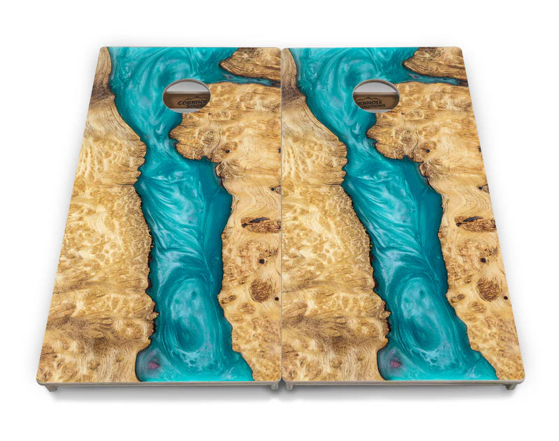 Turquoise Expoxy Cornhole Boards Set