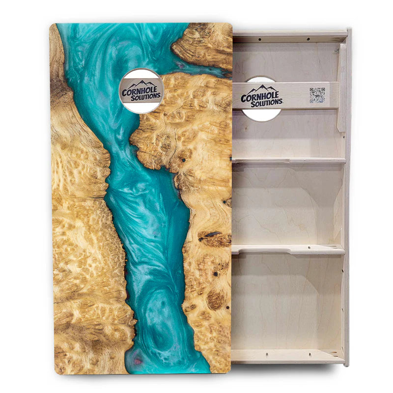 Turquoise Expoxy Cornhole Boards Set