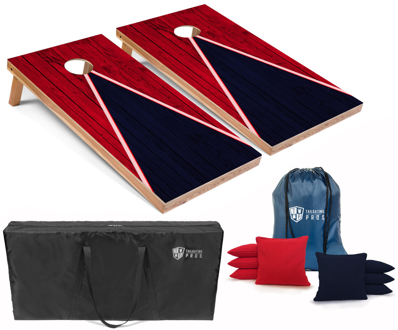 Multi-Color Pyramid Red & Navy Blue Cornhole Boards Set
