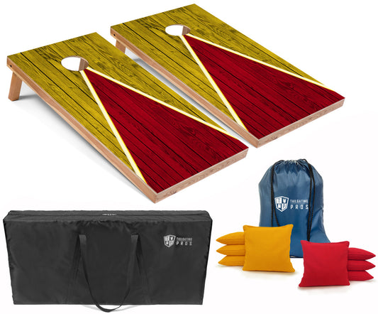 Multi-Color Red & Yellow Pyramid Cornhole Boards Set