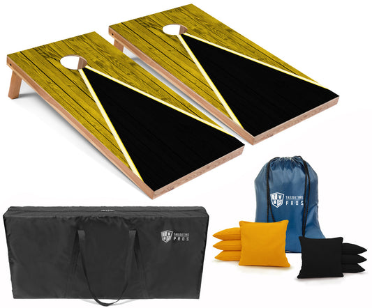 Multi-Color Pyramid Black & Yellow Cornhole Boards Set
