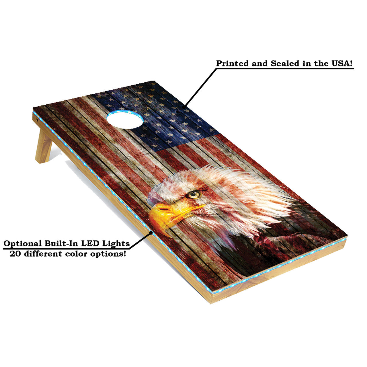 American Flag Bald Eagle Lightweight Cornhole Boards Set