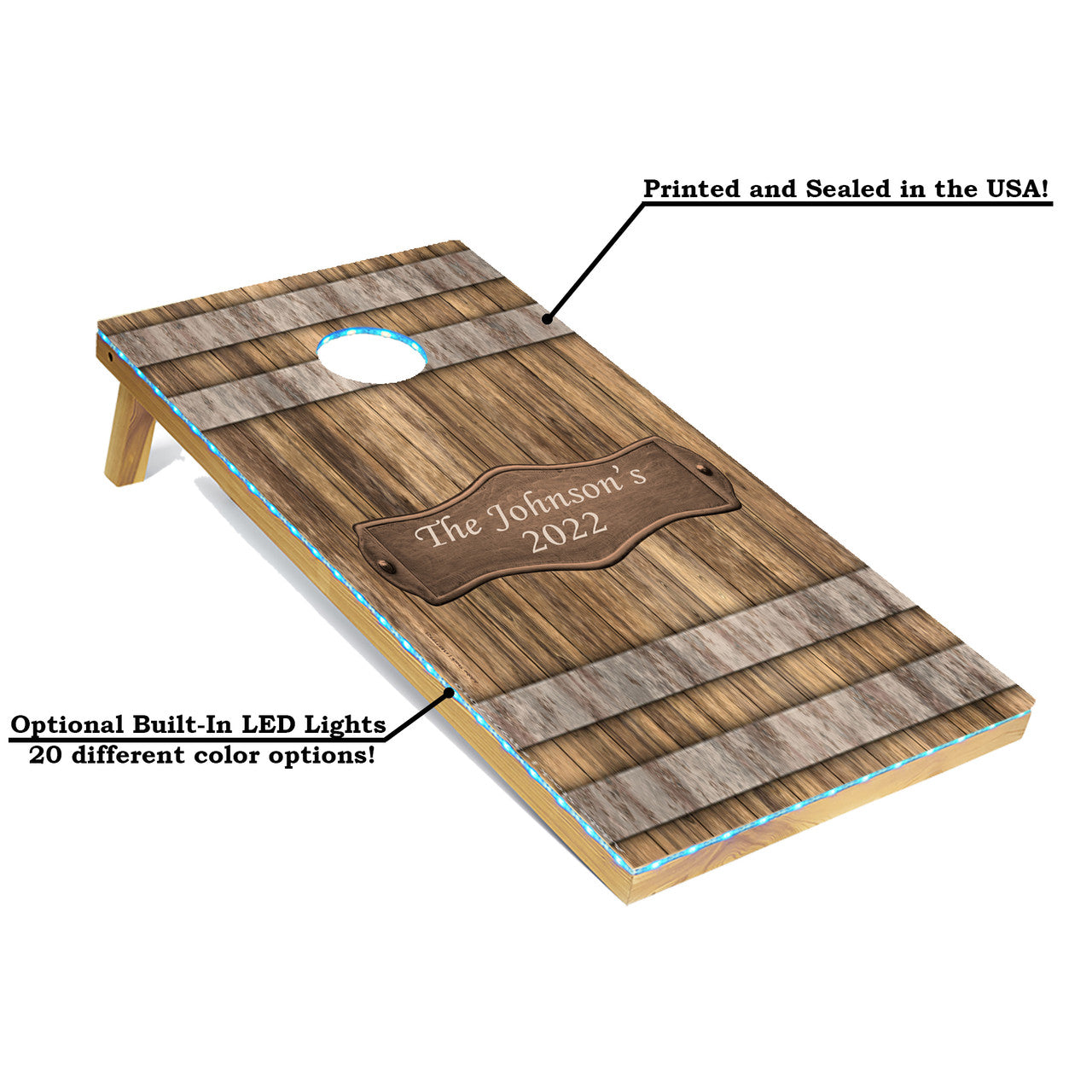 Personalized Wooden Barrel Cornhole Boards Set