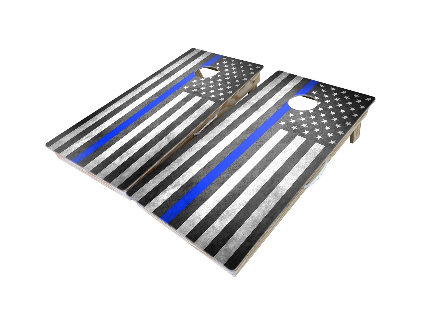 Blue Line American Flag Cornhole Boards