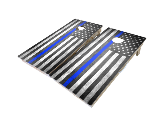 Blue Line American Flag Cornhole Boards