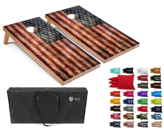 Distressed American Flag Cornhole Boards Set