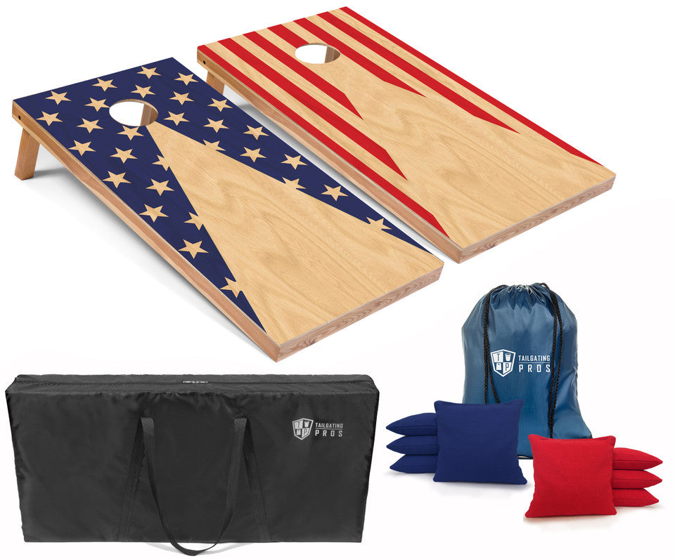 Distressed American Flag Lightweight Cornhole Boards Set