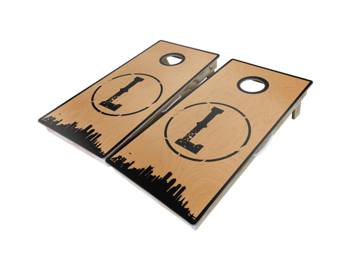 City Skyline Monogram Custom Cornhole Boards