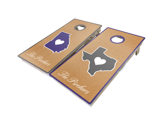 State Heart Custom Cornhole Boards Set