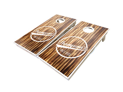 Barnwood Monogram Custom Cornhole Boards Set