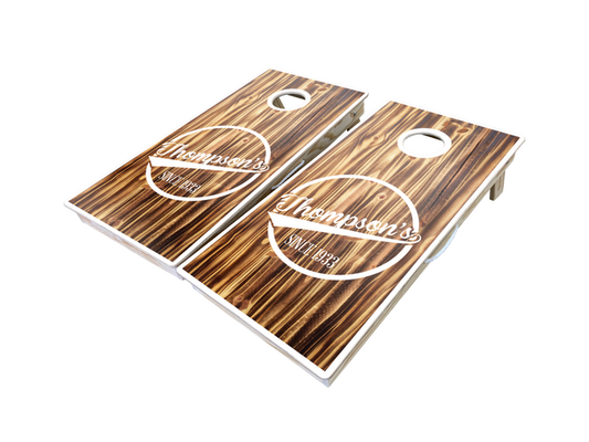 Barnwood Monogram Custom Cornhole Boards Set