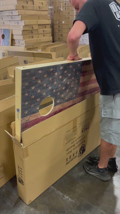 Distressed American Flag Cornhole Boards Set